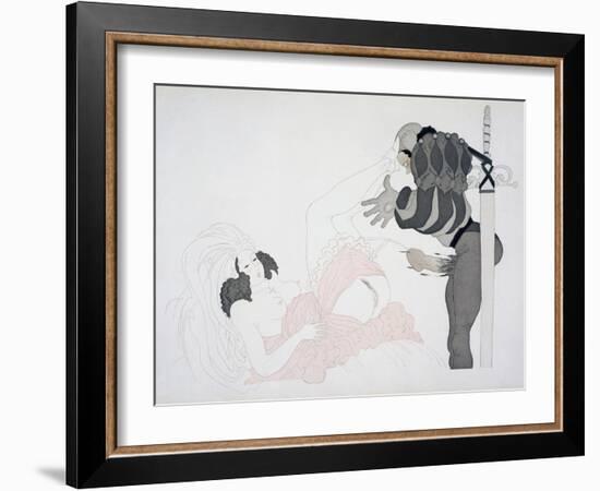 Tied Up Pierrot Character Ejaculates over a Woman's Exposed Genitals, C.1928 (Coloured Etching)-Charles Martin-Framed Giclee Print