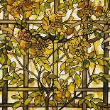 A Leaded Glass Landscape Window Depicting View of Red Flowers and a Stream-Tiffany Studios-Giclee Print