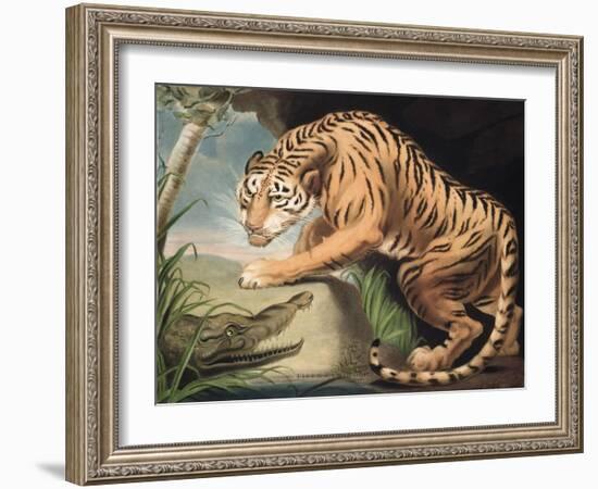 Tiger and Crocodile, Engraved by Charles Turner (1773-1857), Pub. by James Daniell and Co., 1799-James Northcote-Framed Giclee Print