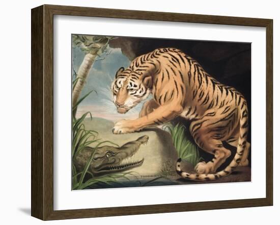 Tiger and Crocodile, Engraved by Charles Turner (1773-1857), Pub. by James Daniell and Co., 1799-James Northcote-Framed Giclee Print