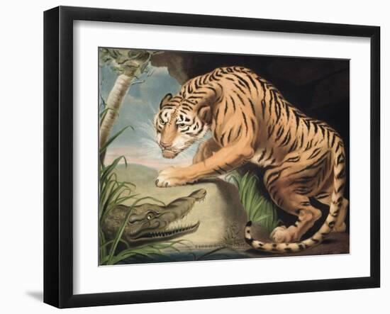 Tiger and Crocodile, Engraved by Charles Turner (1773-1857), Pub. by James Daniell and Co., 1799-James Northcote-Framed Giclee Print