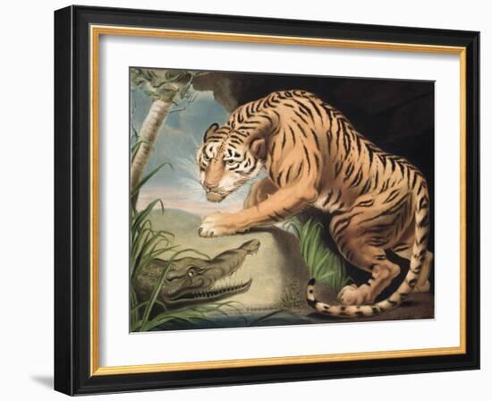 Tiger and Crocodile, Engraved by Charles Turner (1773-1857), Pub. by James Daniell and Co., 1799-James Northcote-Framed Giclee Print