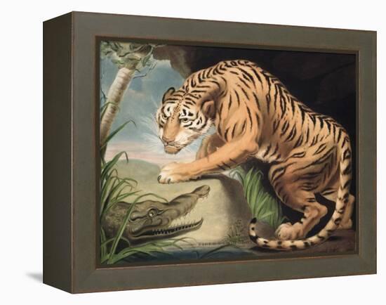 Tiger and Crocodile, Engraved by Charles Turner (1773-1857), Pub. by James Daniell and Co., 1799-James Northcote-Framed Premier Image Canvas