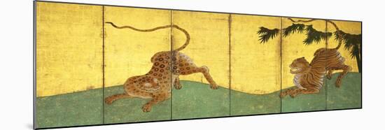 Tiger and Leopard Among Bamboo-null-Mounted Giclee Print