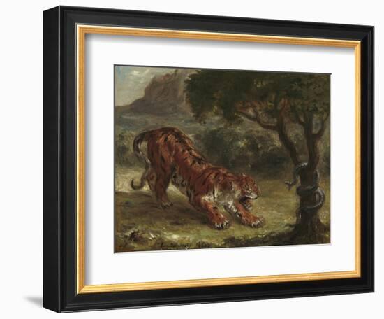 Tiger and Snake, 1862-Eugene Delacroix-Framed Giclee Print