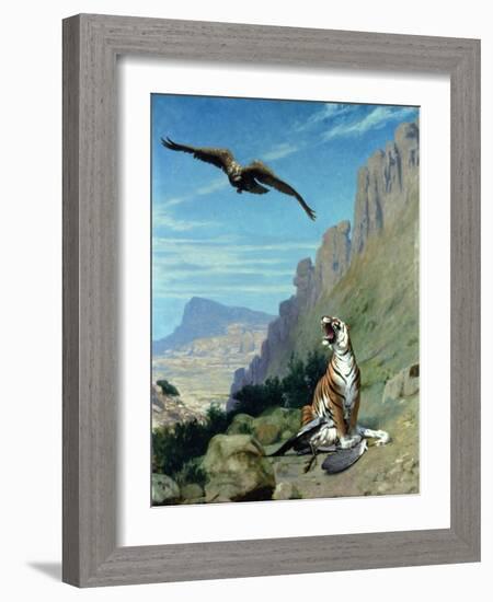 Tiger and Vulture-Jean Leon Gerome-Framed Giclee Print