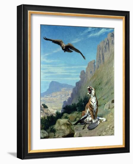 Tiger and Vulture-Jean Leon Gerome-Framed Giclee Print