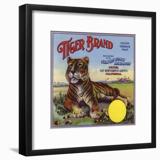 Tiger Brand - Colton, California - Citrus Crate Label-Lantern Press-Framed Art Print