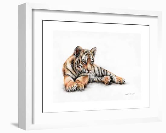 Tiger Cub Colour Pencil Drawing-Sarah Stribbling-Framed Art Print