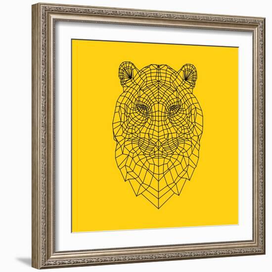 Tiger Head Yellow Mesh-NaxArt-Framed Art Print