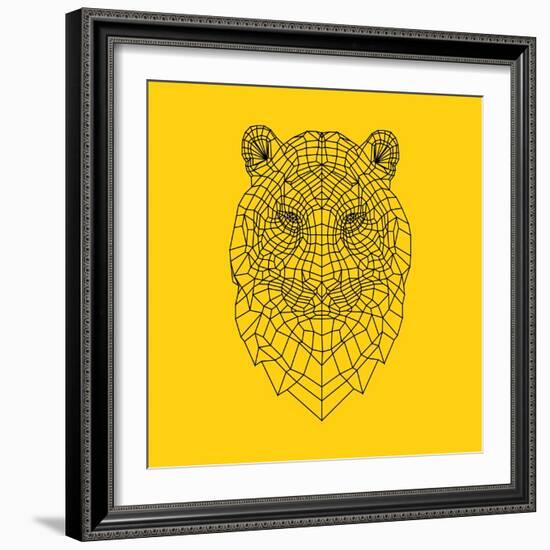 Tiger Head Yellow Mesh-NaxArt-Framed Art Print