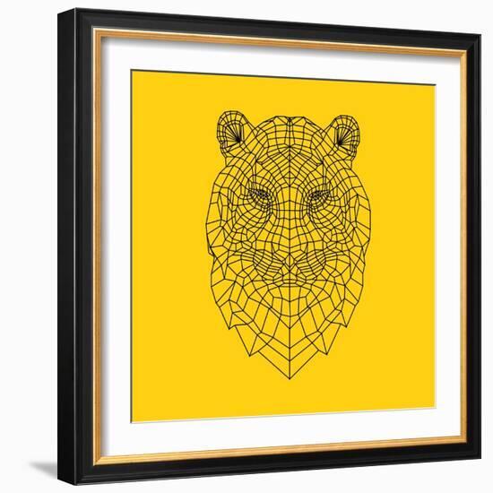 Tiger Head Yellow Mesh-NaxArt-Framed Art Print
