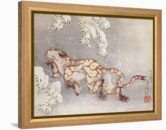 Tiger in a snowstorm. Edo Period, 1849-Katsushika Hokusai-Framed Premier Image Canvas