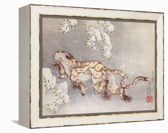 Tiger in a snowstorm. Edo Period, 1849-Katsushika Hokusai-Framed Premier Image Canvas