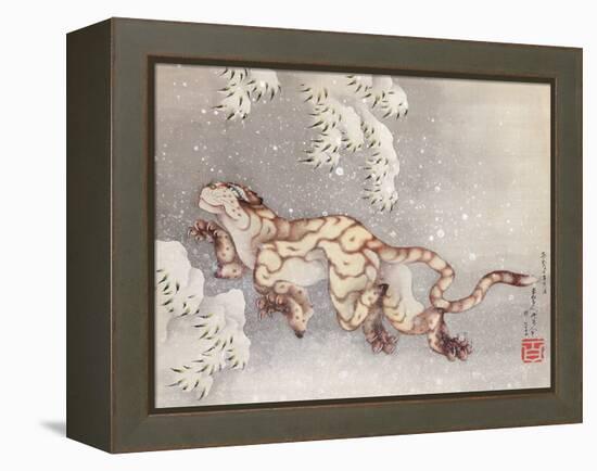 Tiger in a snowstorm. Edo Period, 1849-Katsushika Hokusai-Framed Premier Image Canvas