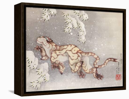 Tiger in a snowstorm. Edo Period, 1849-Katsushika Hokusai-Framed Premier Image Canvas