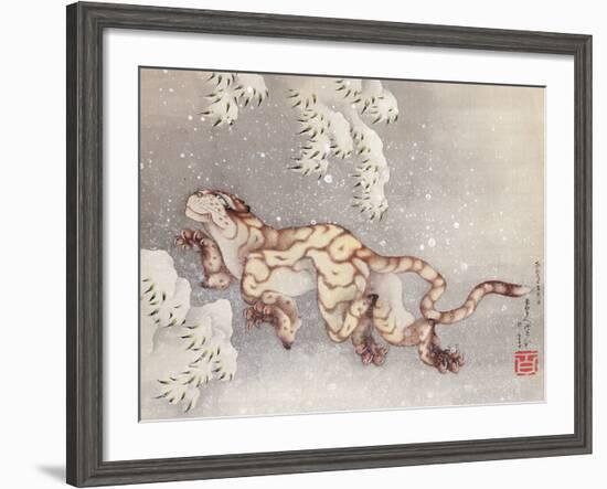 Tiger in a snowstorm. Edo Period, 1849-Katsushika Hokusai-Framed Giclee Print