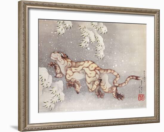 Tiger in a snowstorm. Edo Period, 1849-Katsushika Hokusai-Framed Giclee Print