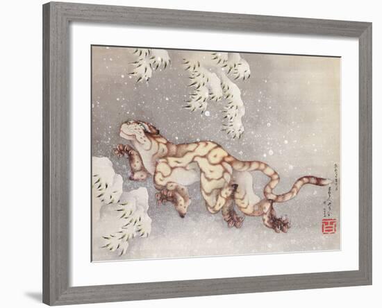 Tiger in a snowstorm. Edo Period, 1849-Katsushika Hokusai-Framed Giclee Print