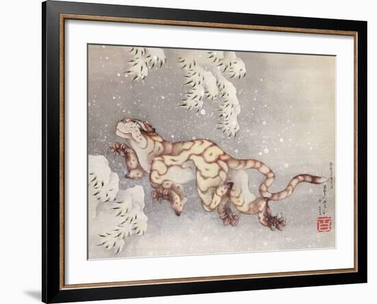 Tiger in a snowstorm. Edo Period, 1849-Katsushika Hokusai-Framed Giclee Print