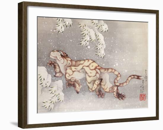 Tiger in a snowstorm. Edo Period, 1849-Katsushika Hokusai-Framed Giclee Print