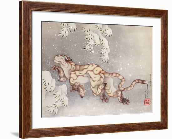 Tiger in a snowstorm. Edo Period, 1849-Katsushika Hokusai-Framed Giclee Print