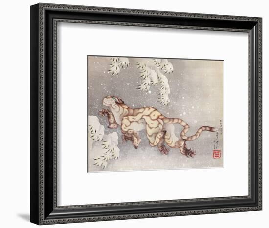 Tiger in a snowstorm. Edo Period, 1849-Katsushika Hokusai-Framed Premium Giclee Print