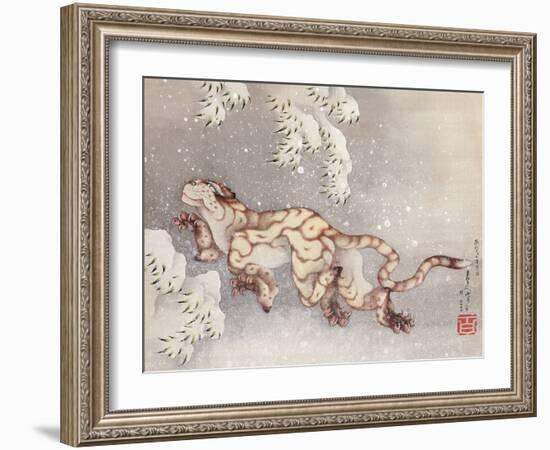 Tiger in a snowstorm. Edo Period, 1849-Katsushika Hokusai-Framed Giclee Print