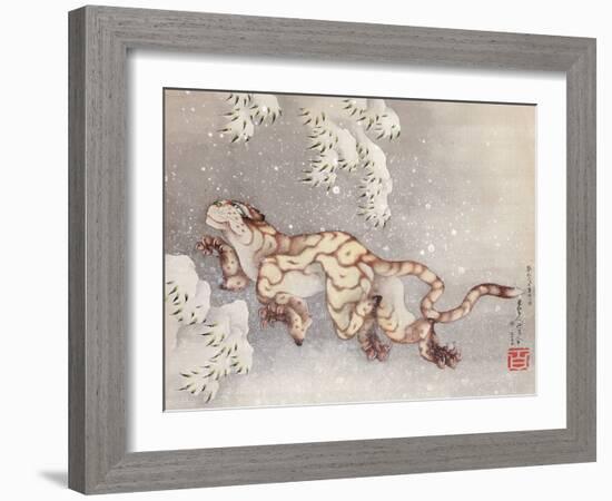 Tiger in a snowstorm. Edo Period, 1849-Katsushika Hokusai-Framed Giclee Print