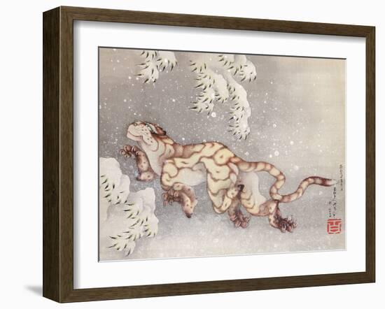 Tiger in a snowstorm. Edo Period, 1849-Katsushika Hokusai-Framed Giclee Print