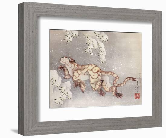 Tiger in a snowstorm. Edo Period, 1849-Katsushika Hokusai-Framed Giclee Print