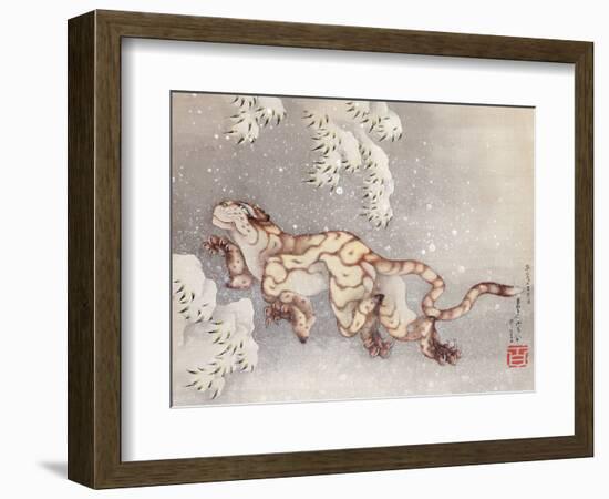 Tiger in a snowstorm. Edo Period, 1849-Katsushika Hokusai-Framed Giclee Print