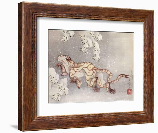 Tiger in a snowstorm. Edo Period, 1849-Katsushika Hokusai-Framed Giclee Print