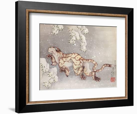 Tiger in a snowstorm. Edo Period, 1849-Katsushika Hokusai-Framed Giclee Print