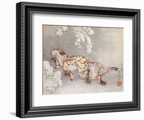 Tiger in a snowstorm. Edo Period, 1849-Katsushika Hokusai-Framed Giclee Print