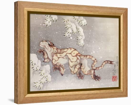 Tiger in a snowstorm. Edo Period, 1849-Katsushika Hokusai-Framed Premier Image Canvas