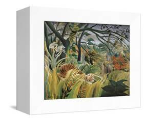 Tiger in a Tropical Storm (Surprised!)-Henri Rousseau-Framed Stretched Canvas