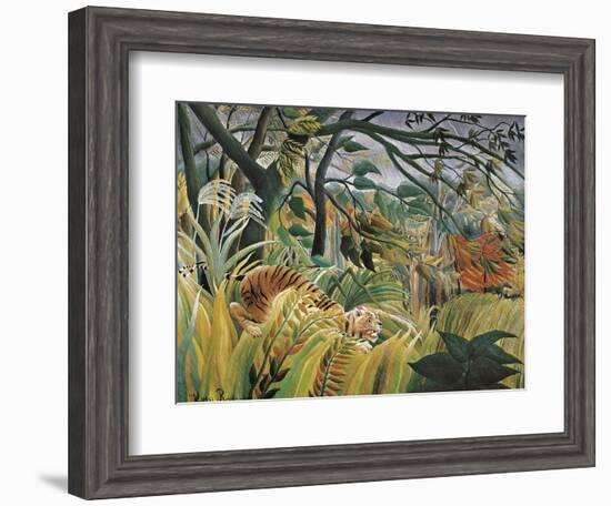 Tiger in a Tropical Storm (Surprised!)-Henri Rousseau-Framed Art Print