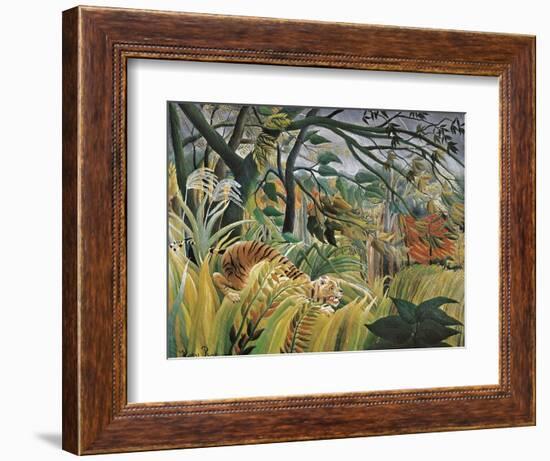 Tiger in a Tropical Storm (Surprised!)-Henri Rousseau-Framed Art Print