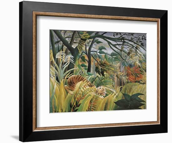 Tiger in a Tropical Storm (Surprised!)-Henri Rousseau-Framed Art Print