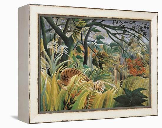 Tiger in a Tropical Storm (Surprised!)-Henri Rousseau-Framed Stretched Canvas