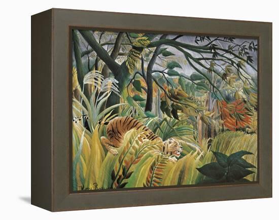 Tiger in a Tropical Storm (Surprised!)-Henri Rousseau-Framed Stretched Canvas