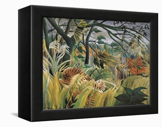 Tiger in a Tropical Storm (Surprised!)-Henri Rousseau-Framed Stretched Canvas