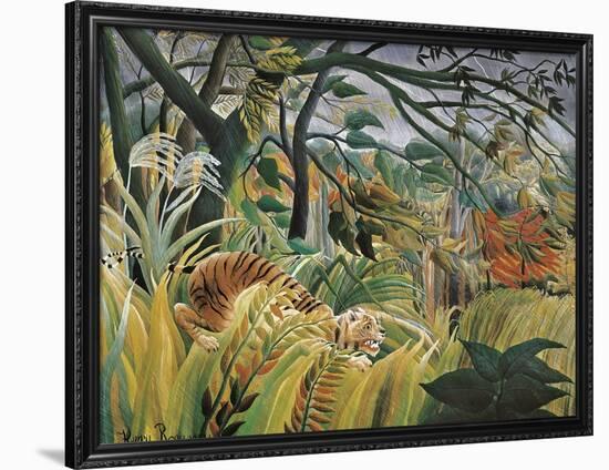 Tiger in a Tropical Storm (Surprised!)-Henri Rousseau-Framed Art Print