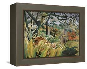 Tiger in a Tropical Storm (Surprised!)-Henri Rousseau-Framed Stretched Canvas