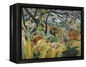 Tiger in a Tropical Storm (Surprised!)-Henri Rousseau-Framed Stretched Canvas