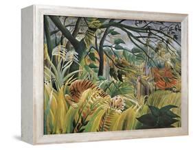 Tiger in a Tropical Storm (Surprised!)-Henri Rousseau-Framed Stretched Canvas