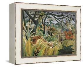 Tiger in a Tropical Storm (Surprised!)-Henri Rousseau-Framed Stretched Canvas
