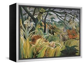 Tiger in a Tropical Storm (Surprised!)-Henri Rousseau-Framed Stretched Canvas