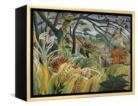 Tiger in a Tropical Storm (Surprised!)-Henri Rousseau-Framed Stretched Canvas